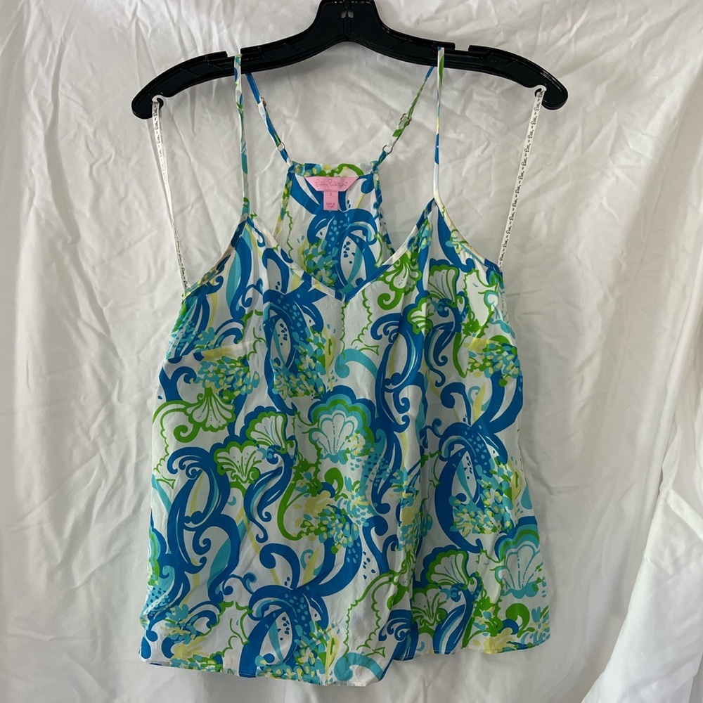 Lilly Pulitzer Mermaidcore Blue and Green Patterned Cami